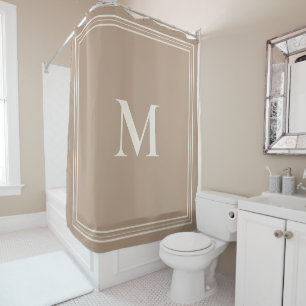 Rideaux De Douche Élégant Monogramme Minimaliste De Tan