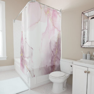 Rideaux De Douche Élégant Motif de veine en marbre rose or