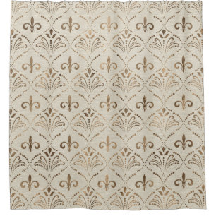 Rideaux De Douche Élégant motif Fleur de lis - or pastel