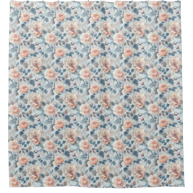 Rideaux De Douche Elégant motif floral. (Devant)