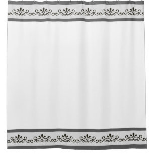 Rideaux De Douche Élégant motif floral gris vectoriel sur fond blanc