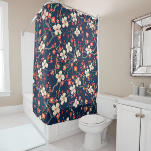 Rideaux De Douche Élégant Motif sans couture en fleur de cerisier (1