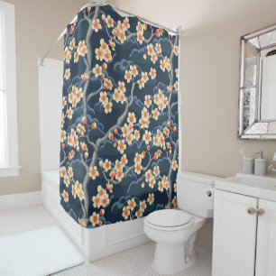 Rideaux De Douche Élégant Motif sans couture en fleur de cerisier (1