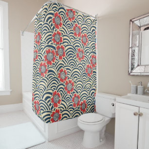 Rideaux De Douche Élégant Motif sans couture en fleur de cerisier (8