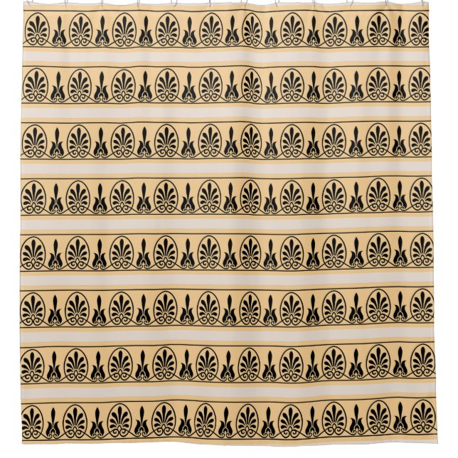 Rideaux De Douche Élégant Motif vectoriel Arabesque en Peach & Beige (Devant)