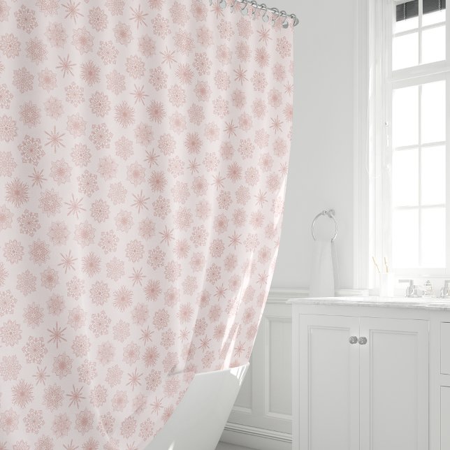Rideaux De Douche Élégant Pink Push Snowflakes Noël (Créateur téléchargé)