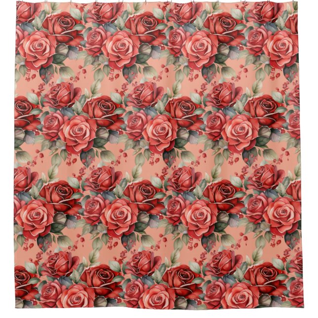 Rideaux De Douche Elegant Pink Red Roses Shower Curtain (Devant)