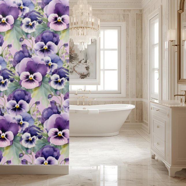 Rideaux De Douche Elegant Purple Pansy Shower Curtain (Créateur téléchargé)