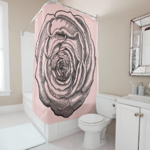 Rideaux De Douche Élégant Rose de la Botanique Noire sur Bébé No