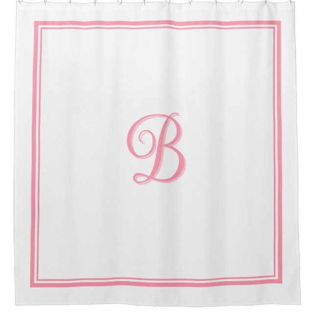 Rideaux De Douche Élégant rose double bordure Monogramme (Devant)