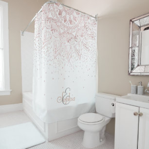 Rideaux De Douche Elégant rose en or mandala confetti design
