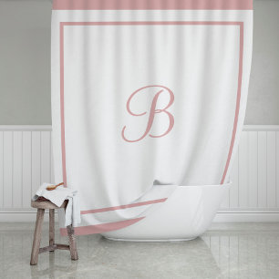 Rideaux De Douche Élégant Rose rose bordures de script Monogramme