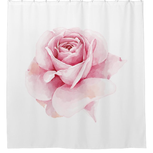 Rideaux De Douche Élégant Rose rose clair sur blanc (Devant)