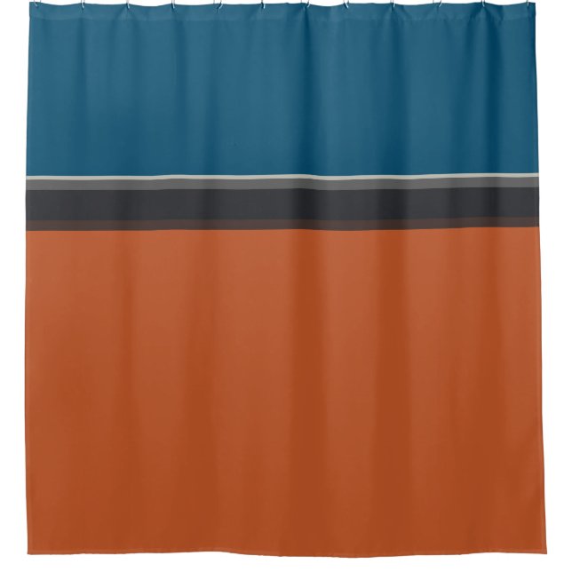 Rideaux De Douche Elégant Silver Grey Marine Orange Red Blue Stripes (Devant)