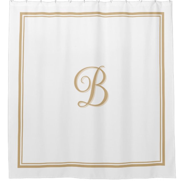 Rideaux De Douche Élégant Tan Double bordure Monogramme (Devant)