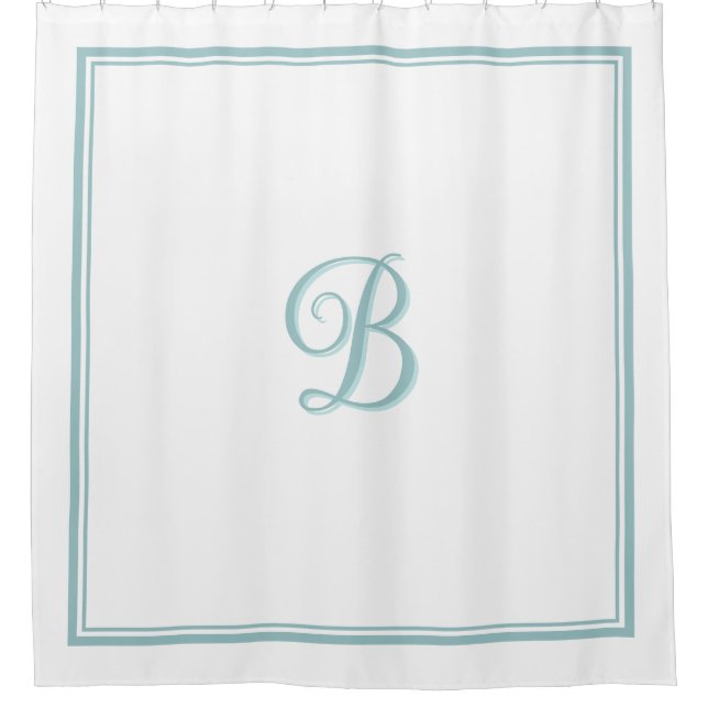Rideaux De Douche Élégant Turquoise Double bordure Monogramme (Devant)