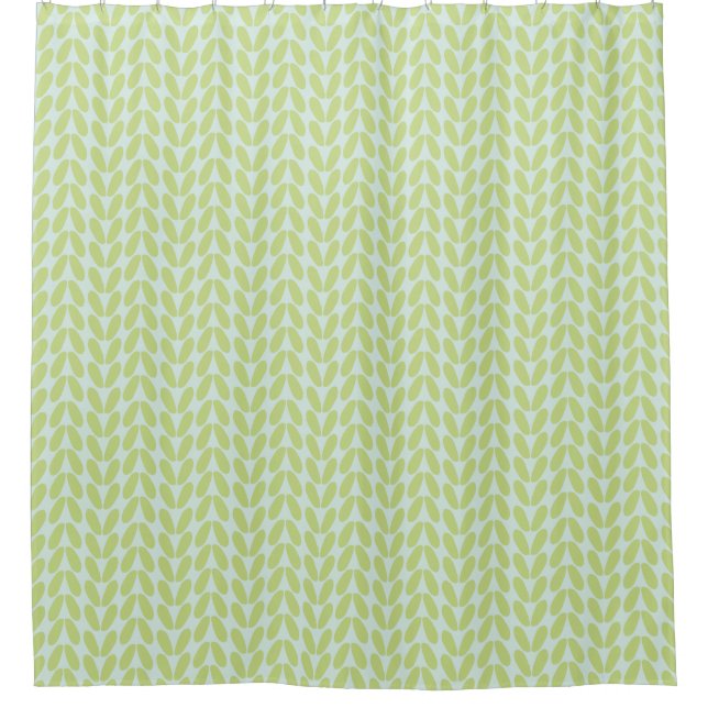 Rideaux De Douche Élégant Vert Abstrait Feuille Motif Pastel Blue (Devant)