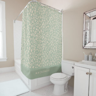 Rideaux De Douche Élégant Vert Sauge Botanique Personnalisé