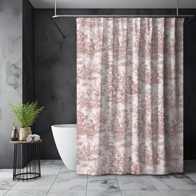 Rideaux De Douche Elégant vintage brun clair toile de jouy (Créateur téléchargé)
