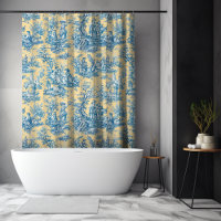 Elégant vintage jaune turquoise toile de jouy