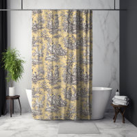 Élégant vintage toile de jouy botanique jaune