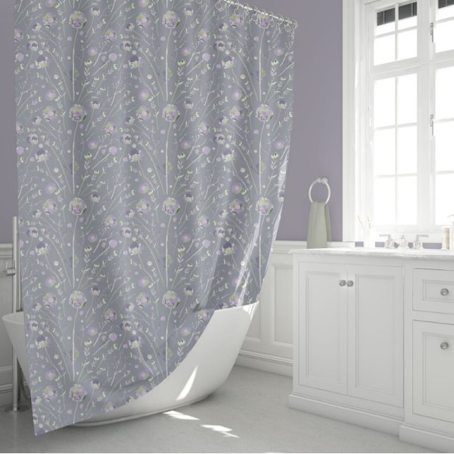 Rideaux De Douche Elégant violet aquarelle Fleurs (Elegant Lavender Purple Sage Watercolor Flowers Shower Curtain from Studio Posies.)