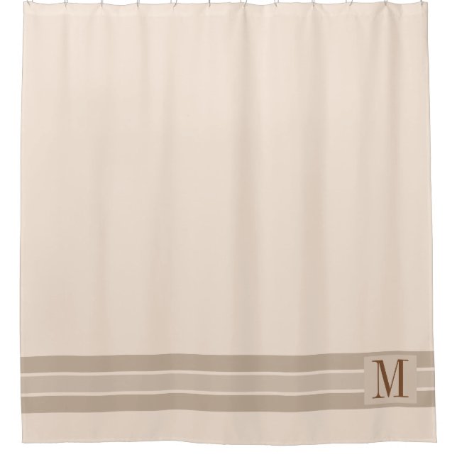 Rideaux De Douche Élégante crème Beige rayée Bannière Ajouter Initia (Devant)