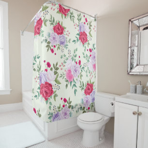 Rideaux De Douche Élégante Fleur Rose Simple