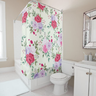 Rideaux De Douche Élégante Fleur Rose Simple