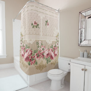 Rideaux De Douche Élégante florale romantique victorienne rose