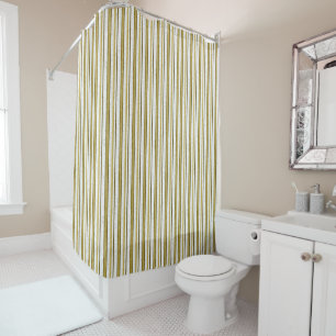 Rideaux De Douche Elégante Gold Brown Stripes Moderne Contemporain