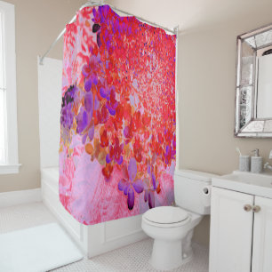Rideaux De Douche Élégante Hydrangea Limelight Violette et Orange