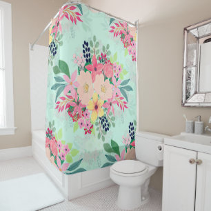 Rideaux De Douche Elégante peinture à l'aquarelle florale à la me