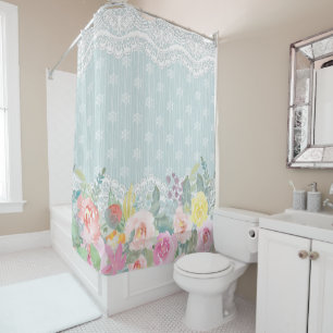 Rideaux De Douche Élégante Shabby Chic Vintage Spring Floral Girl