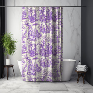 Rideaux De Douche Élégante toile de Jouy française violette vintage