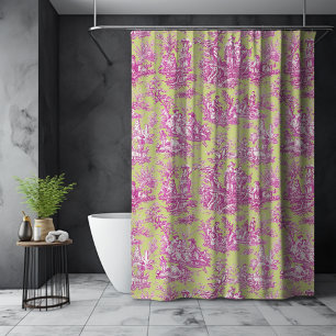 Rideaux De Douche Elégante toile de jouy rose vintage