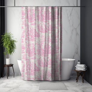 Rideaux De Douche Elégante toile rose vintage de jouy