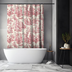 Rideaux De Douche Elégante toile rouge vintage de jouy