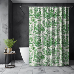 Rideaux De Douche Elégante toile vintage verte de jouy