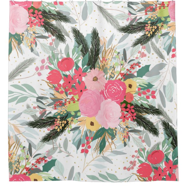 Rideaux De Douche Élégants points de Parties scintillant florale et  (Devant)