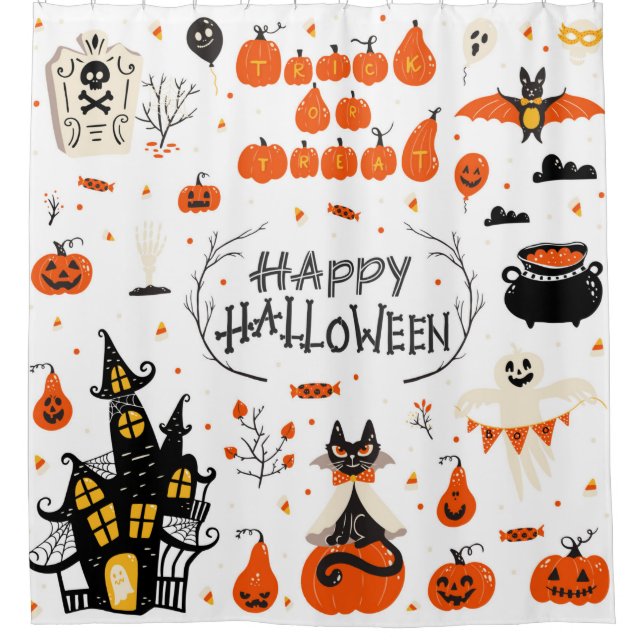 Rideaux De Douche Eléments de design Halloween. Cliparts d'Halloween (Devant)