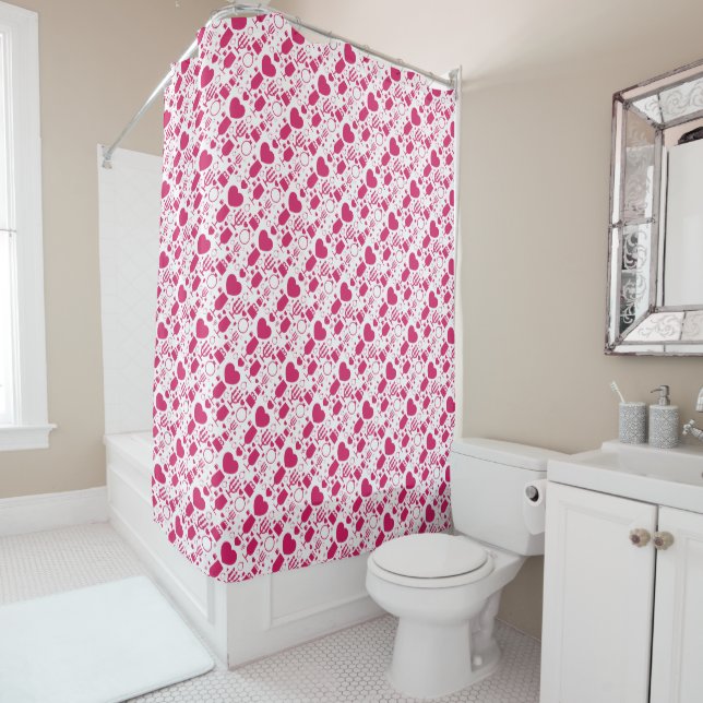 Rideaux De Douche éléments de motifs de la Saint-Valentin (En situation)