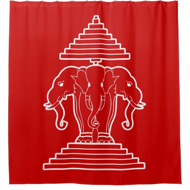 Rideaux De Douche Éléphant à trois têtes Erawan Drapeau Laotien / La (Devant)