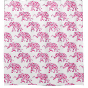 Rideaux De Douche Eléphant composé de Coeurs