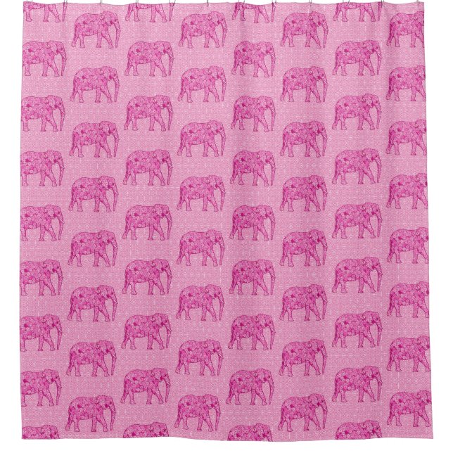 Rideaux De Douche Éléphant fleur - rose fuchsia (Devant)