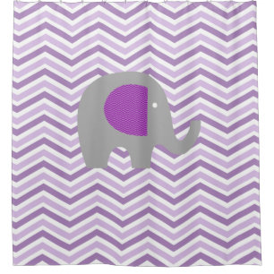 Rideaux De Douche Éléphant gris sur le pourpre, lavande, Chevron