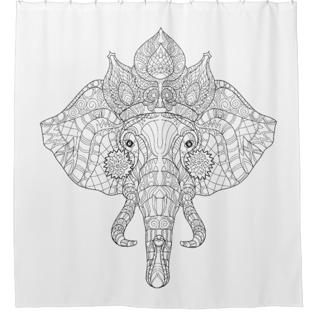 Rideaux De Douche Éléphant Zendoodle principal (Devant)