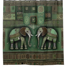 Éléphants africains contemporains - Vert élégant