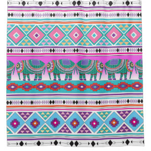 Rideaux De Douche Eléphants avec Motif aztèque