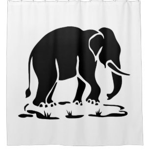 Rideaux De Douche Éléphants d'Asie devant panneau de randonnée d'élé